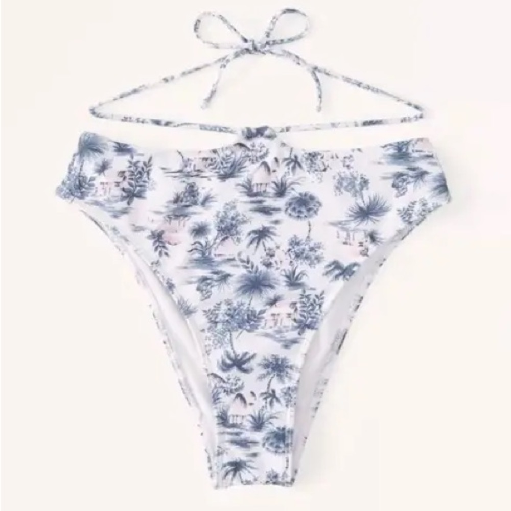 Abercrombie & Fitch high leg cheeky wrap tie palm tree bikini bottoms Tropical